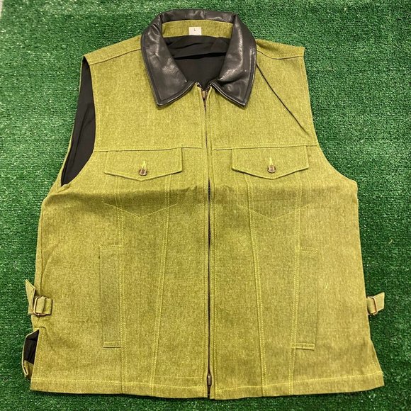 Vintage Other - Vintage 90s Canvas Zip Up Utility Vest Green Workwear Western Rancher Cowboy L